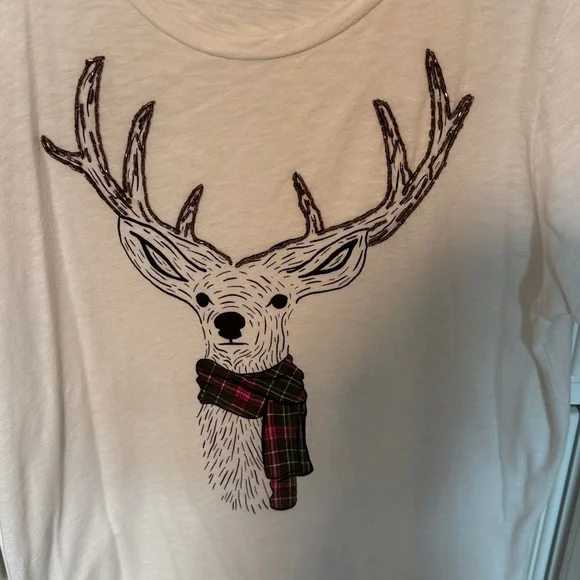 J. Crew cream Reindeer beaded collector Graphic Tee. Medium - Picture 1 of 9